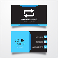 Repeat, loop sign icon. Business card vector template.