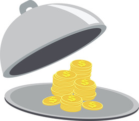 Business signs on restaurant cloche