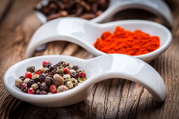 Dry spices in spoon.