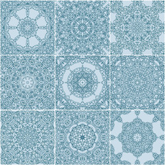 collection of vector ornate geometric kaleidoscope seamless patterns