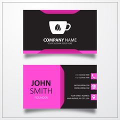 Coffee cup icon. Business card vector template.