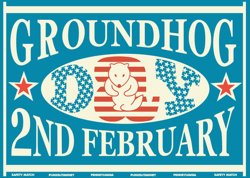 Groundhog Day Vintage Match Label