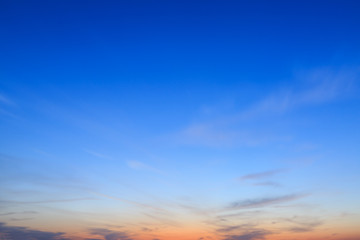 The blue sky in the evening