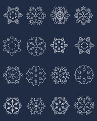 Set of different white snowflakes, vector illustration