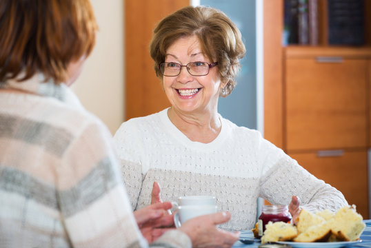 Mature women sitting and chatting