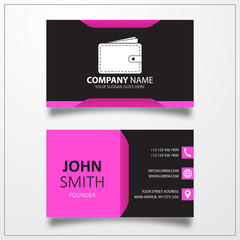 Wallet, money sign icon. Business card vector template.