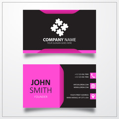 Puzzle, group sign icon. Business card vector template.