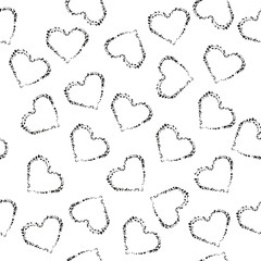Seamless pattern of hearts. Vector pattern. Ink Doodle.