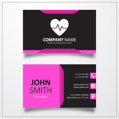 Heart with cardiogram sign icon. Business card vector template.