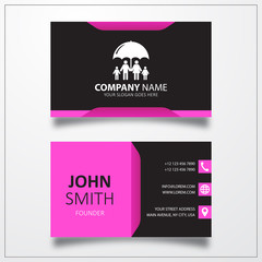Family safe insurance sign icon. Business card vector template.