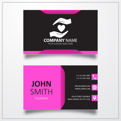 Heart in hand sign icon. Business card vector template.