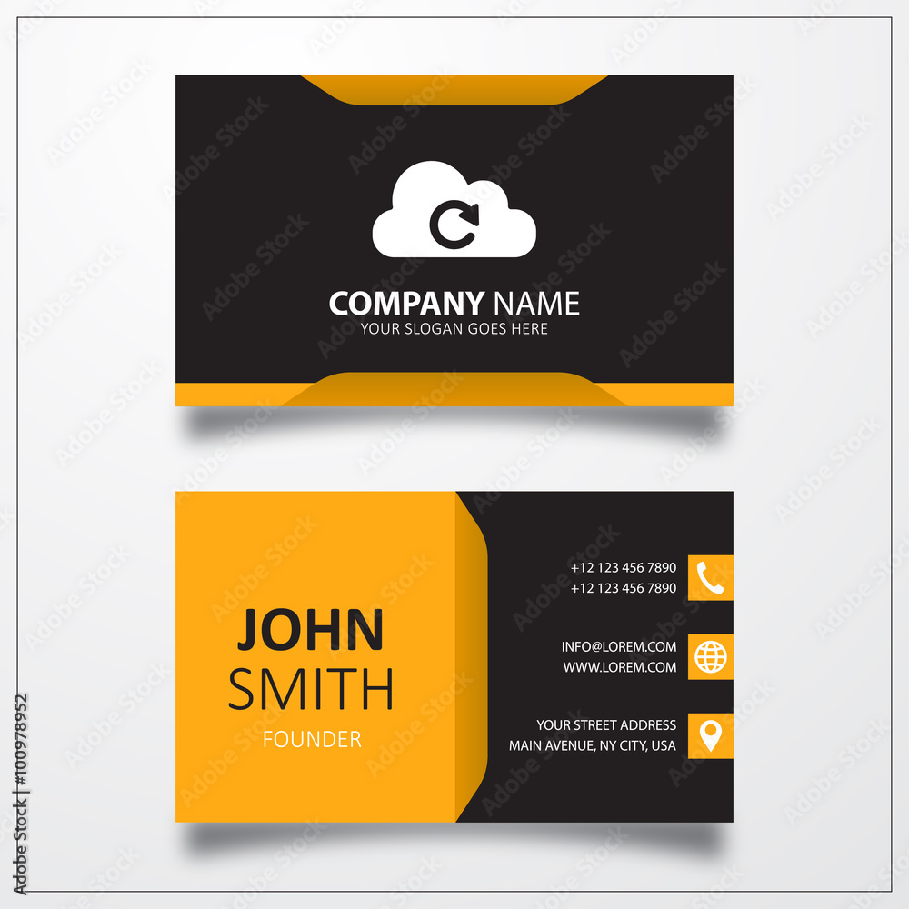 Poster cloud sync refresh icon. business card vector template.