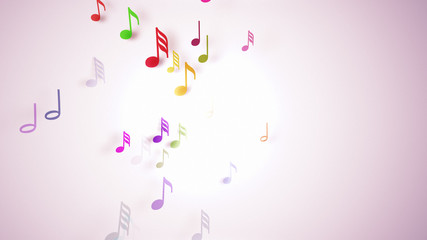 Slow motion of the musical notes with depth of field