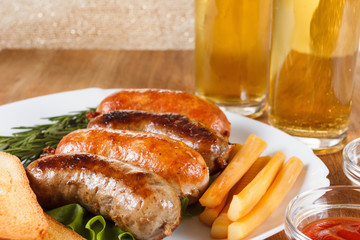 Beer and roast beef or chicken sausage