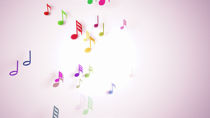 Slow motion of the musical notes with depth of field