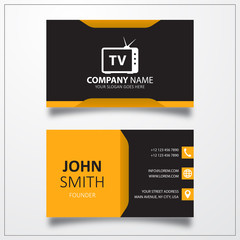 TV television sign icon. Business card vector template.