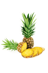 Ripe pineapples isolated on a white