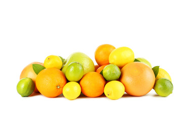 Citrus fruits on a white background