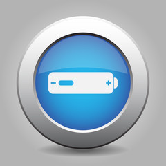 blue metal button with battery low