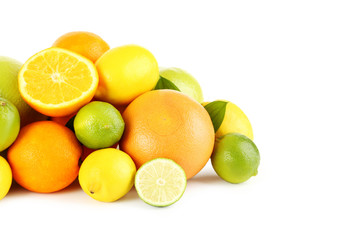 Citrus fruits on a white background