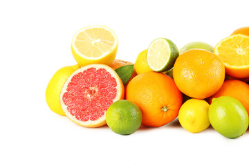 Obraz na płótnie Canvas Citrus fruits on a white background