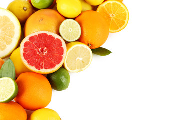 Citrus fruits on a white background