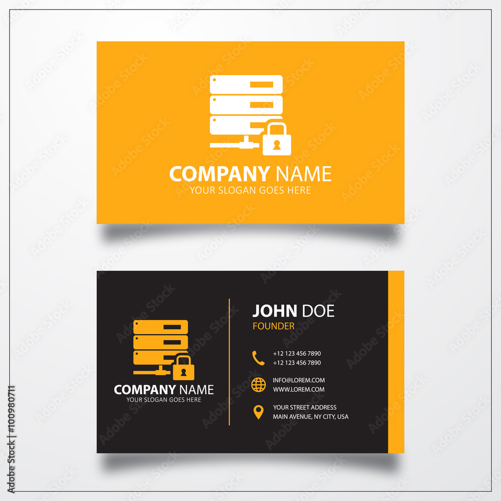 Poster Database security protection icon. Business card vector template