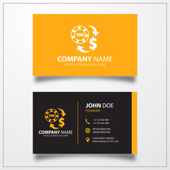 Exchange chip to dollar sign icon. Business card vector template
