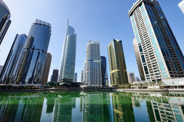 Naklejka na ściany i meble Skyscrapers of Jumeirah Lake Towers in Dubai