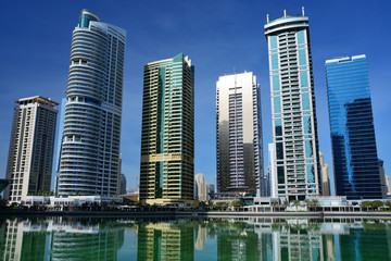 Fototapeta na wymiar Skyscrapers of Jumeirah Lake Towers in Dubai