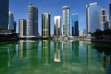 Fototapeta na wymiar Skyscrapers of Jumeirah Lake Towers in Dubai