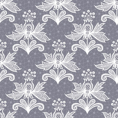 White lace flower isolated on Gray background. Vector illustration, fully editable, vector objects separated and grouped. Editable EPS 10 Vector illustrations.