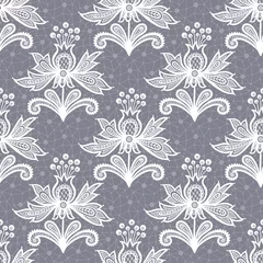 Fotobehang White lace flower isolated on Gray background. Vector illustration, fully editable, vector objects separated and grouped. Editable EPS 10 Vector illustrations. © svaga