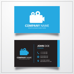 Cinema camera, film sign icon. Business card vector template.