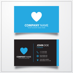 Heart sign icon. Business card vector template.