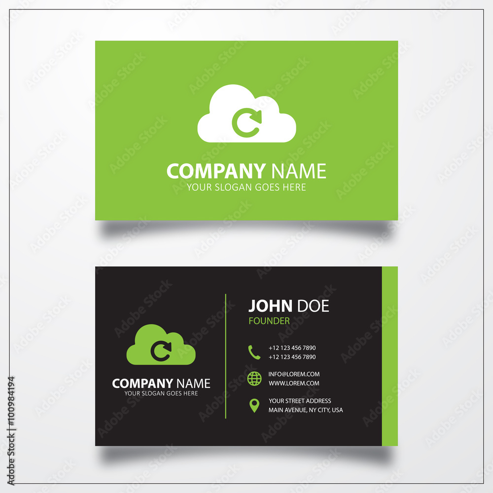 Aufkleber cloud sync refresh icon. business card vector template.