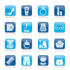 Female accessories and clothes icons- vector icon set