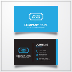 Cinema ticket sign icon. Business card vector template.