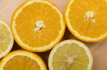 Sliced oranges and lemons