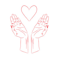 hand sketch begging hands