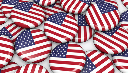 Obraz premium USA Flag On Badges Background