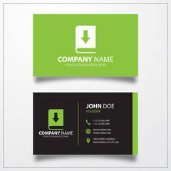 Download book icon. Business card vector template.