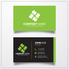 Puzzle, group sign icon. Business card vector template.