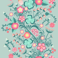 Spring floral seamless pattern in soft pastel colors 