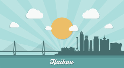 Obraz premium Haikou skyline - flat design