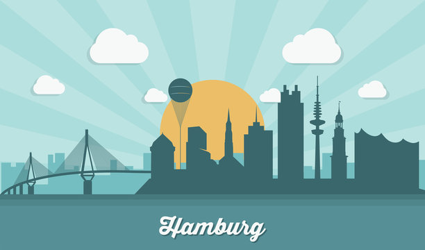 Hamburg skyline - flat design
