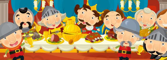 Cartoon medieval scene - image for different fairy tales - illustration for the children