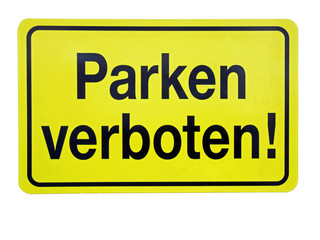 traffic sign, meaning no-parking zone in German language, isolated