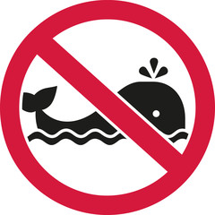 Whales forbidden with ban sign