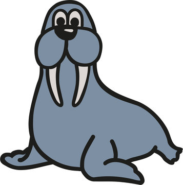 recommend clip art: Cute cartoon walrus